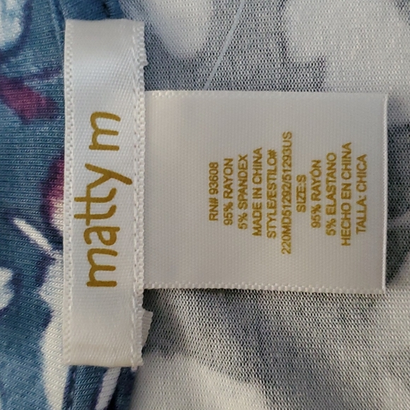 🆕️ Matty M Blue Slate Floral Faux Wrap Pullover Dress SIZE: S - Picture 13 of 14